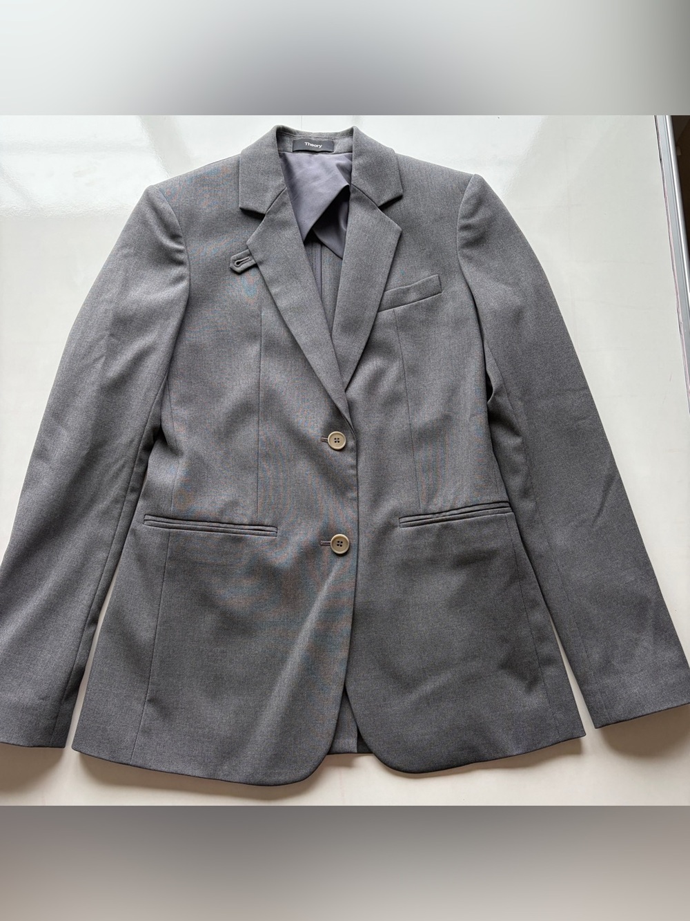 Theory Wylla Contour Melange Jacket Blazer gray two button women’s size 00